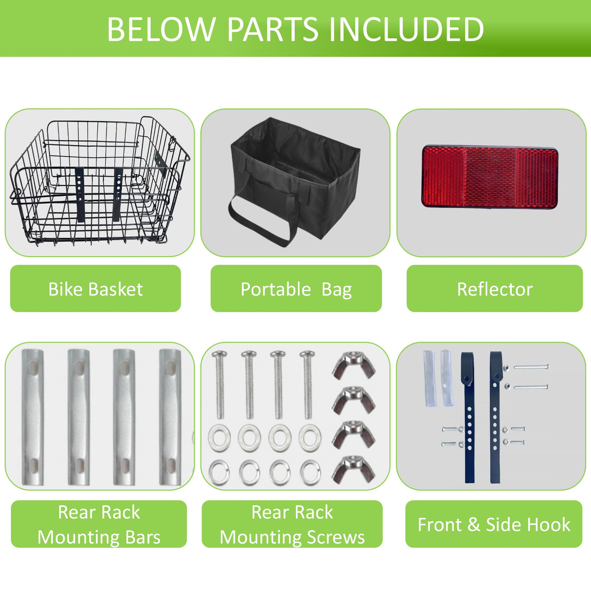 Bike Basket Suit for Front/Rear/Side of Bicycle with Removable Liner Bag, Dog Bike Basket Carrier for Travel, Large Size Basket More Storage, Ebike Accessoriest for Pets, Fruit & Grocery