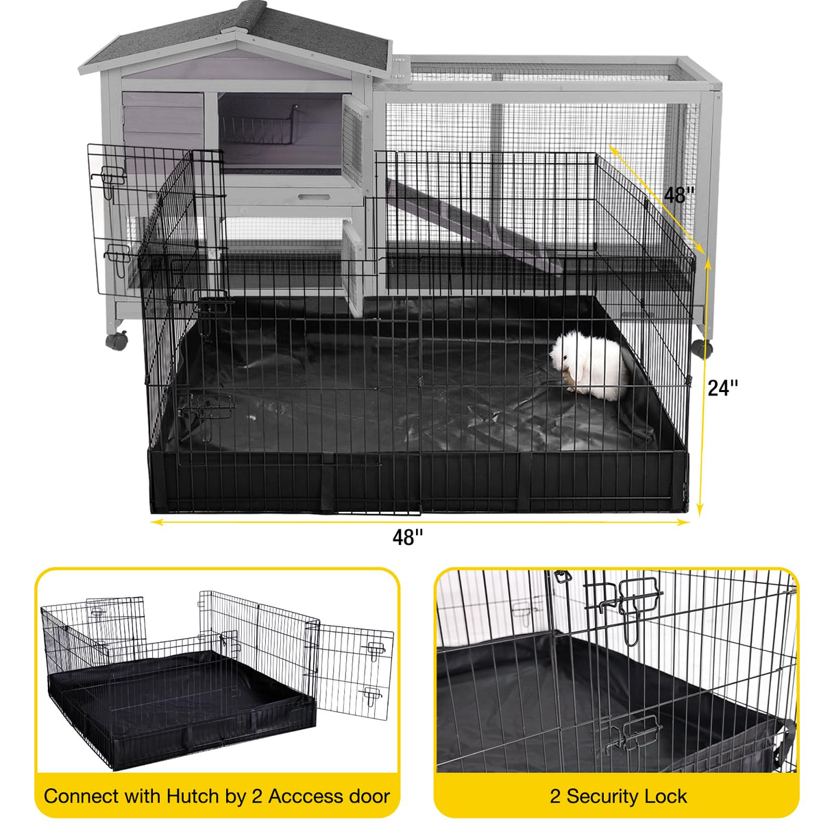Aivituvin Rabbit Playpen Pet Pen Small Animal Cage with Waterproof Liner - Extension Playpen