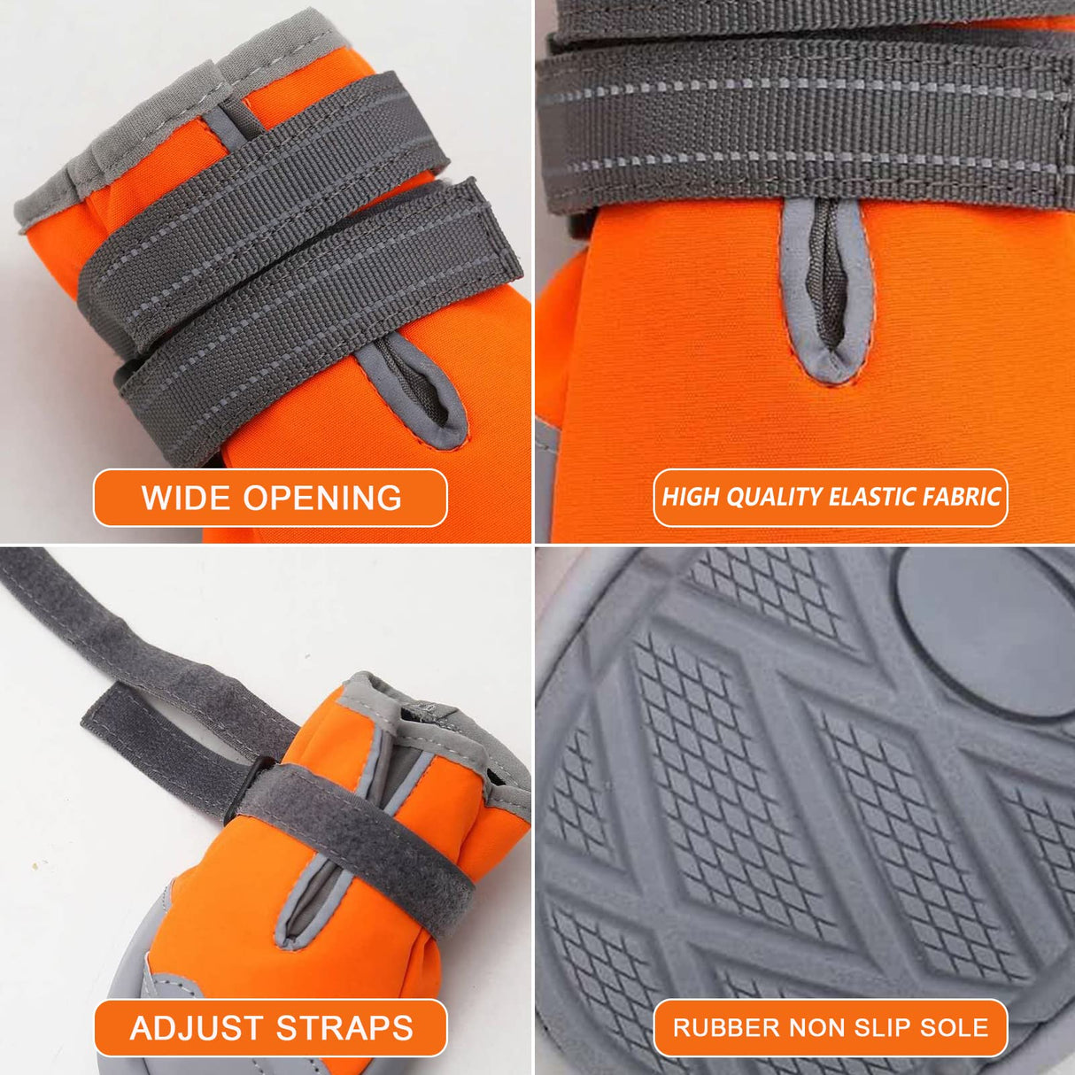 Dog Boots, Medium and Large Dog Boots and paw Guards, Suitable for Snowy Winter Days, hot Summer Roads, Waterproof in The rain, Outdoor Walks, Indoor Hard Surface Anti-Slip Shoes 4 Pieces