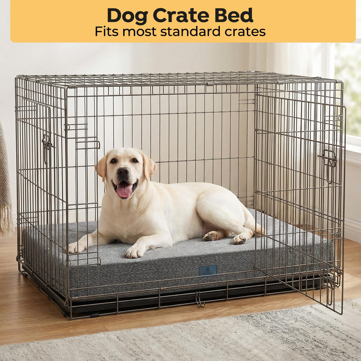 Veehoo Chew Proof Dog Bed for Crate, Indestructible Dog Crate Bed for Aggresive Chewers, Extra Large XXL Tough Chew Resistant Pet Pad with Hidden Zipper, Removable Washable Cover