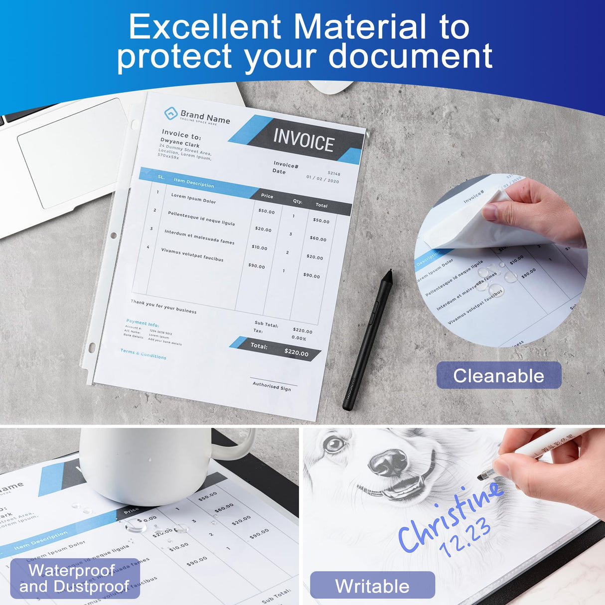 Aegero 65 Pack Clear Sheet Protectors, 8.5 x 11 inch Page Protectors for 3 Ring Binder,Top Loading Paper Protector for Documents and Photos,Letter Size