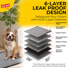 Load image into Gallery viewer, Glad for Pets JUMBOSIZE/XL Charcoal Puppy Pads, AllinOne Black Training Pads That ABSORB & Neutralize Urine Instantly New & Improved Quality, 50 Count (Pack of 1)