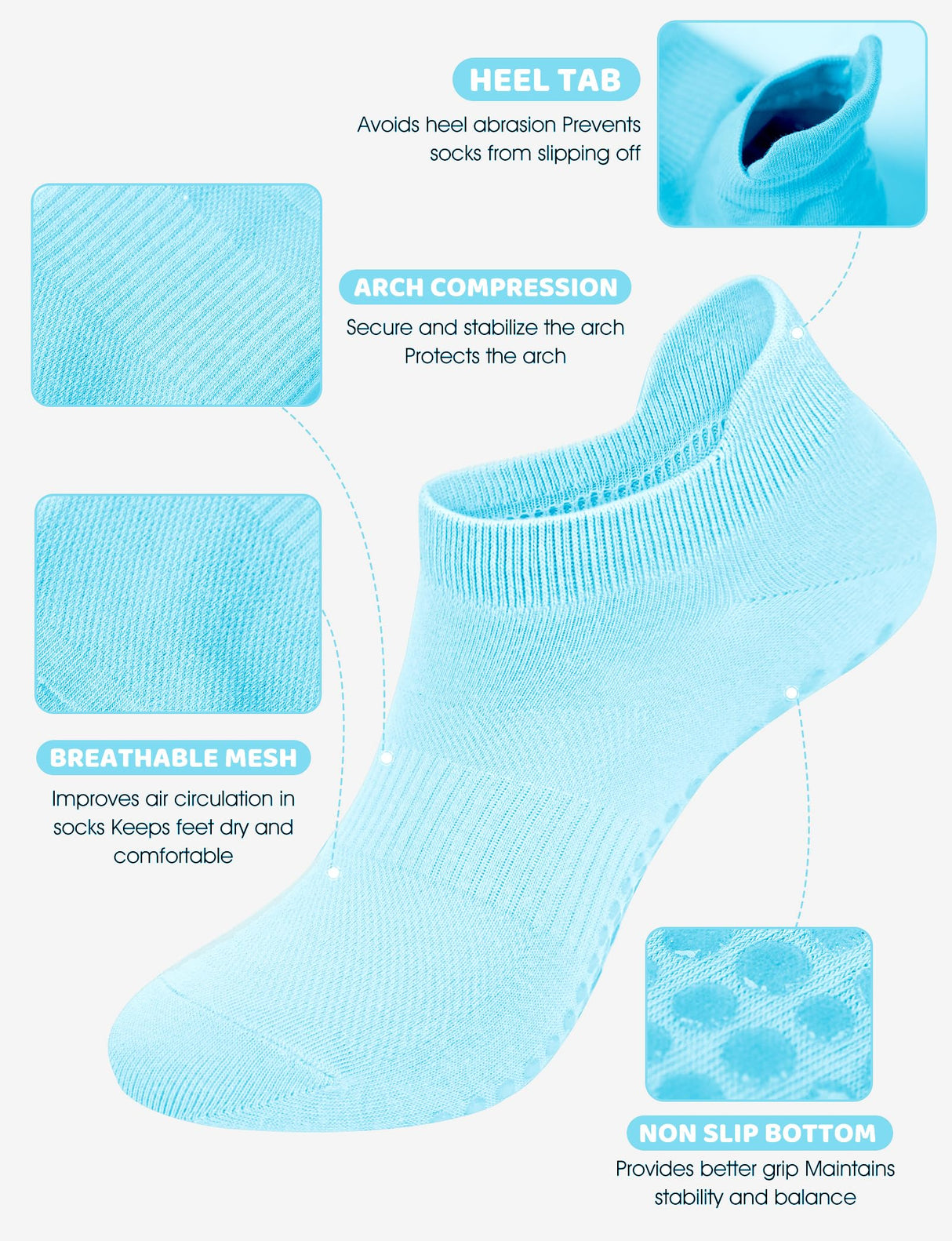 Pilates Grip Socks for Women Men Size 9-11 Yoga Socks Accessories Non Slip Grippy Socks Soccer Womens Hospital Barre Black Barefoot Socks Grippers Postpartum Essentials Non Skid Socks For Elderly Gift