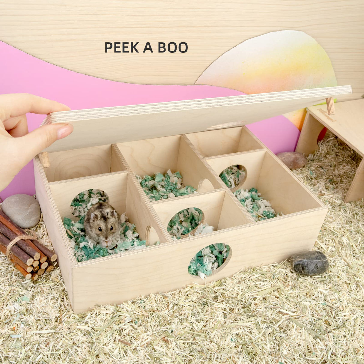 Niteangel Multi-Chamber Hamster House Maze: - Multi-Room Hideouts & Tunnel Exploring Toys for Hamster Gerbils Mice Lemmings (6-Room Small)