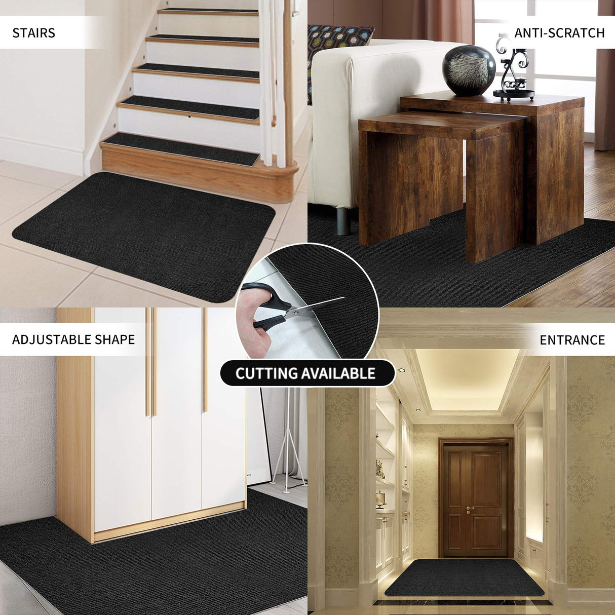 SHAREWIN Office Chair Mat for Hardwood/Tile Floor, 47"x36" Computer Gaming Chair Mat, Under Desk Low Pile Office Rug, Easy-Clean Floor Protector Mat, Black