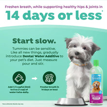 Load image into Gallery viewer, TropiClean Fresh Breath Water Additive for Dogs with Glucosamine, Hip and Joint Support for Dogs, Breath Freshener & Teeth Cleaning Solution, 33.8oz.