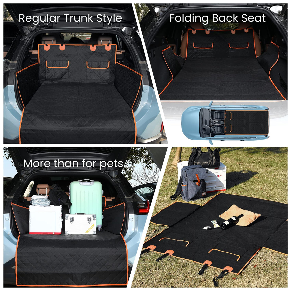 NESTROAD SUV Cargo Liner for Dogs, Waterproof Dog Cargo Cover for SUVs,Sedans,Vans,Nonslip Dog Seat Cover with Bumper Flap Protector,Universal Fit,Black,Standard