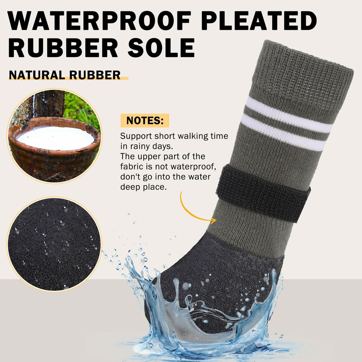 SCENEREAL Anti Slip Dog Boots & Paw Protectors for Hardwood Floor, Extended Dog Socks to Prevent Licking Paws, Waterproof Pet Snow Rain Shoe for Winter Large Senior Dogs, Grey L