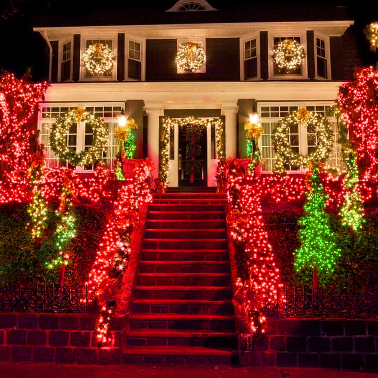 Dazzle Bright 2 Pack Solar String Lights Outdoor, Total 80FT 240LED Solar Powered Waterproof Fairy Lights 8 Modes, Copper Wire Lights for Christmas Patio Party Tree Yard Decoration (Red)