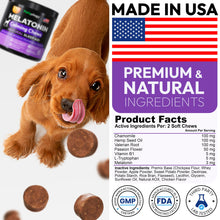Load image into Gallery viewer, Advanced Melatonin for Dogs - 170 Dog Melatonin Calming Chews for Small and Large Dogs - Natural Hemp Dog Sleep Aid, Puppy Sleeping Pills, Anxiety, Stress, Separation, Barking, Fireworks - Made in USA