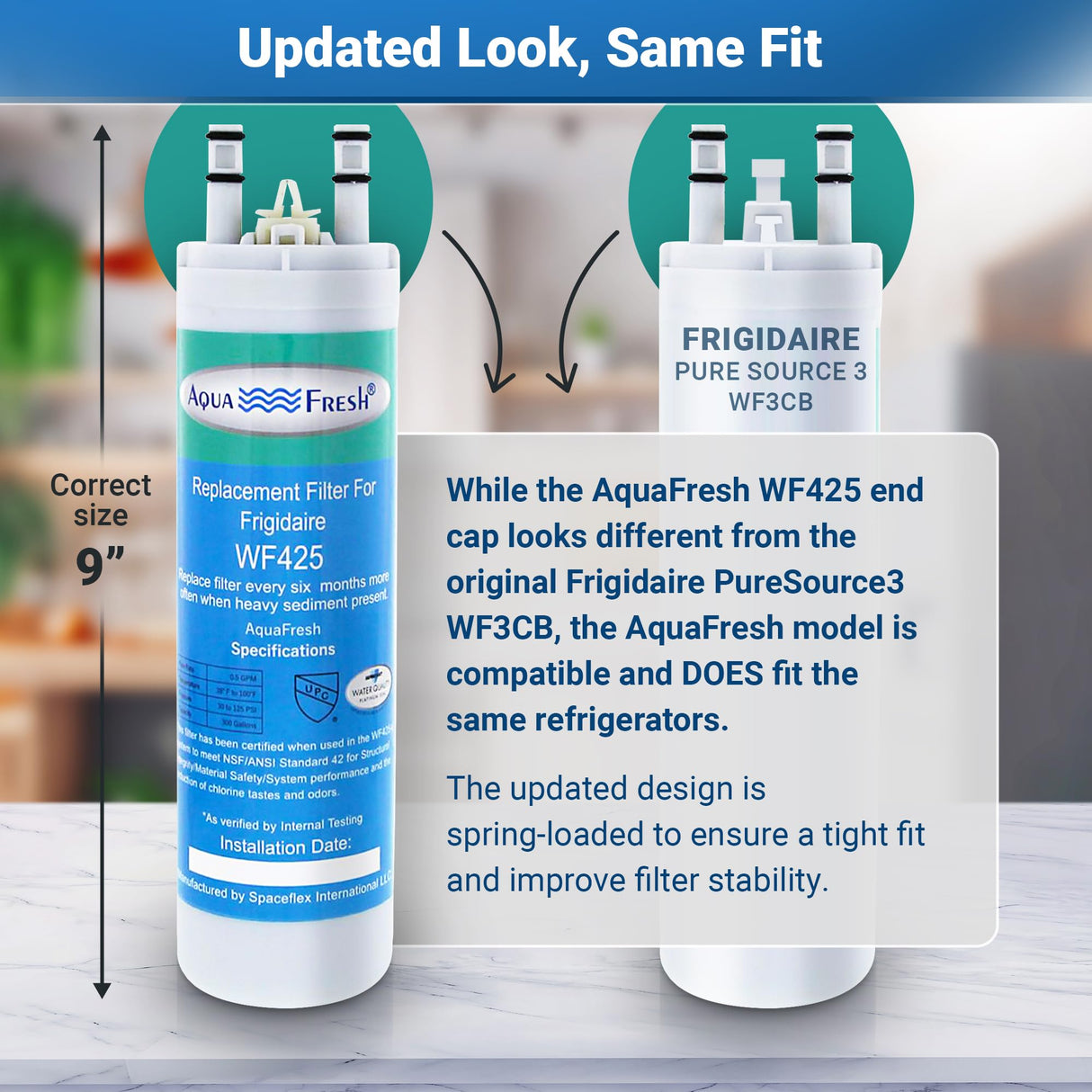 Aqua Fresh WF425 Refrigerator Water Filter (3-Pack) | Replacement for WF3CB, PureSource 3, 706465, 242086201, 242086203, 242294501, 242069601, AP4567491, PS3412266, WF425, Fridge Filter