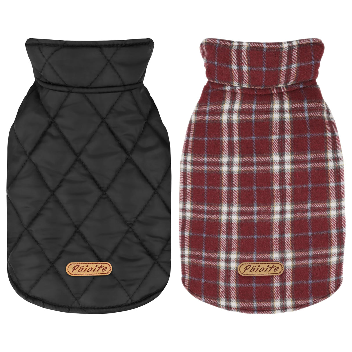 Reversible Warm Dog Coat with Hook and Loop Tape Straps: British-Style Plaid Jacket for Winter, Cozy Cold-Weather Vest for Small, Medium & Large Dogs ¨C Ideal for Snow and Outdoor Adventures Red M