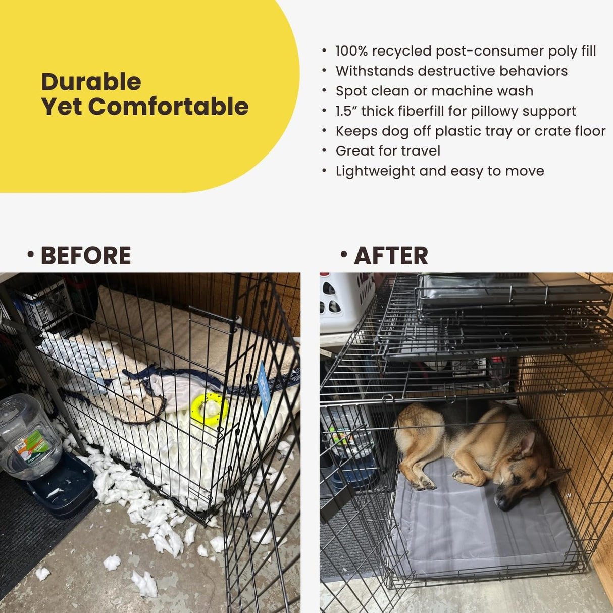 K9 Ballistics Tough Ripstop Dog Crate Pad - Durable, Machine Washable Kennel & Travel Mat for Puppies and Small Dogs, 29 x 18 fits 30” Wire Crate, Sandstone