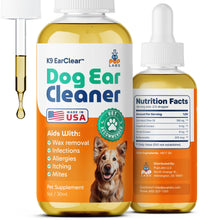 Load image into Gallery viewer, Pup Labs Ear Clear, Natural Dog Ear Cleaner and Infection Treatment for Dogs, Dog Drops for Itching, Irritation, & Wax Build-Up, 1 oz Bottle with Dropper