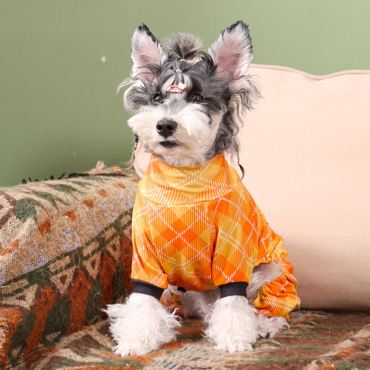 CuteBone Thermal Dog Pajamas Turtleneck Thanksgiving Coat Fleece Outfit – Soft, Cozy High Neck Dog Clothes Pet Onesie for Cold Weather, Ideal for Small & Medium Dogs Puppy Pjs Costume GP13M