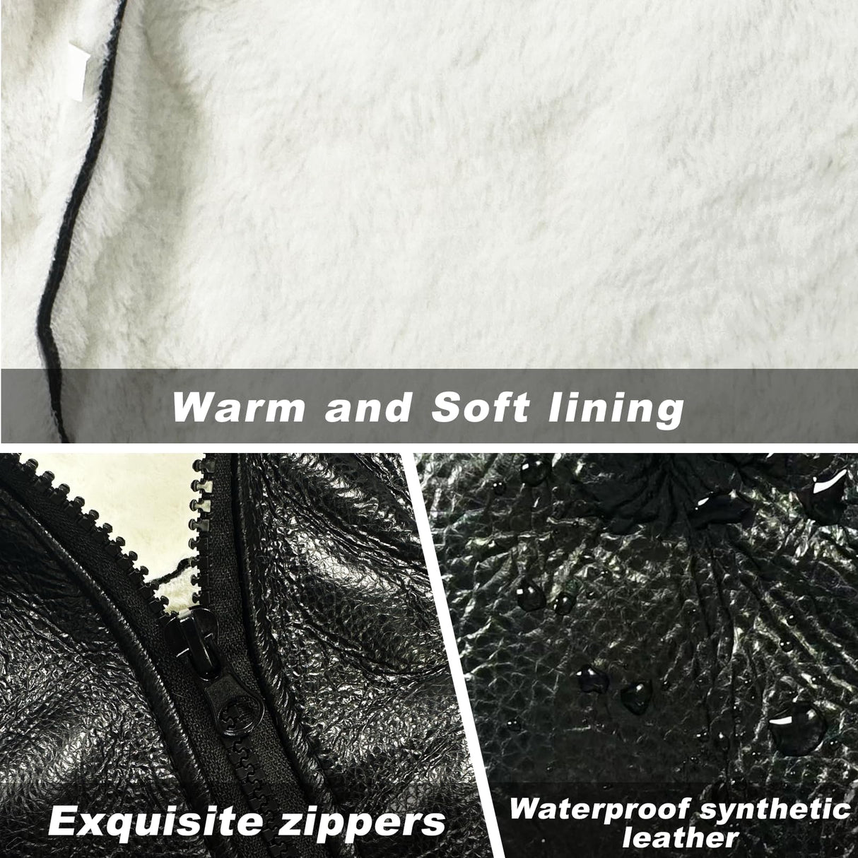 Floofelove Faux Dog Leather Jacket Suitable for Weight: 2 to 5lbs - Small Dog Clothes Winter Coat Chest: 13.8in Back Length: 9.8in Windproof Coat for Dogs Puppy Jacket