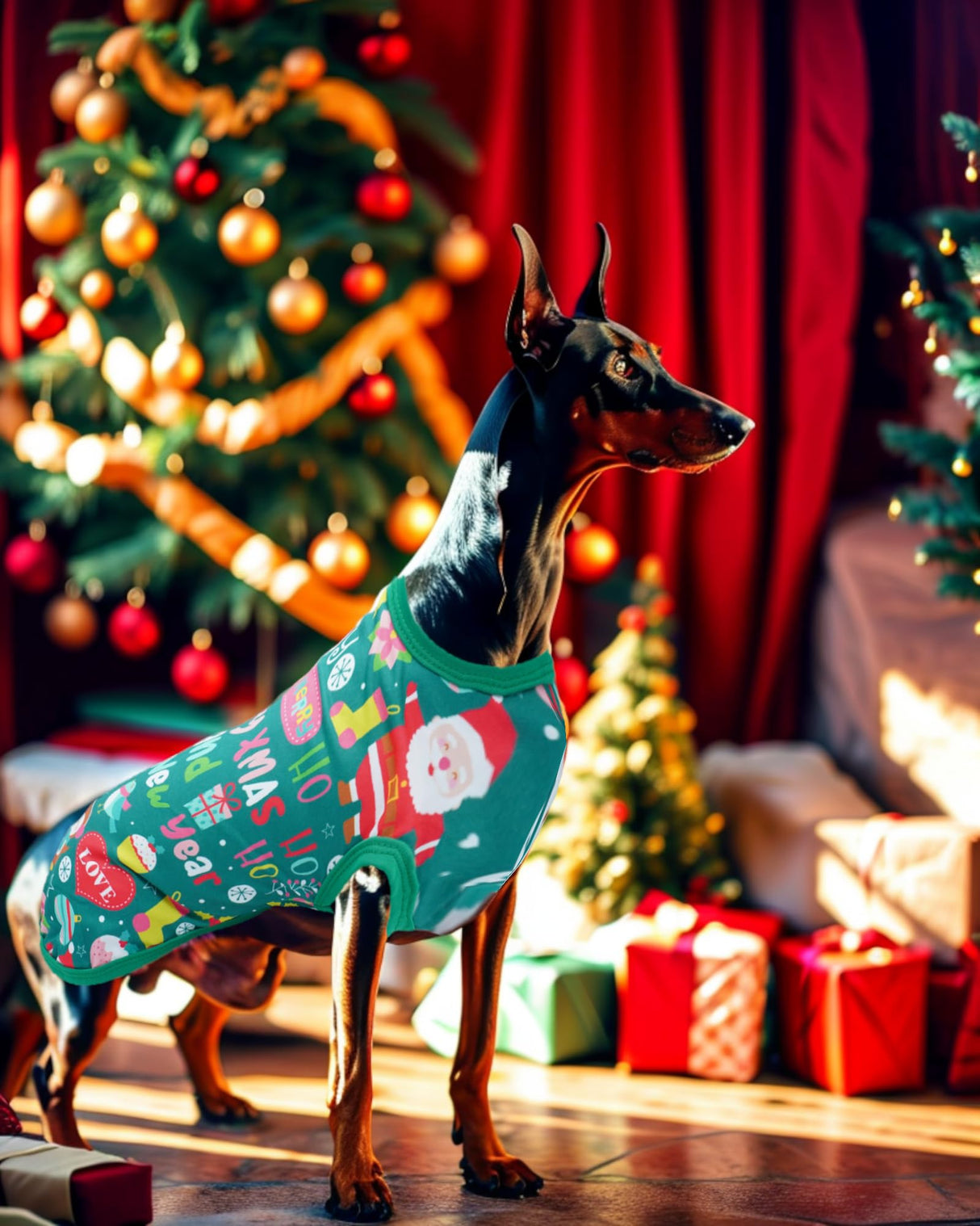 PET SHOW 4 Pack Christmas Dog Shirts for Extra Large Dogs Tank Top Tee Red Green Xmas Santa Gnome T-Shirts Pets Holiday Party Sleeveless Vest Dog Clothes Boys Girls(XXX-Large)