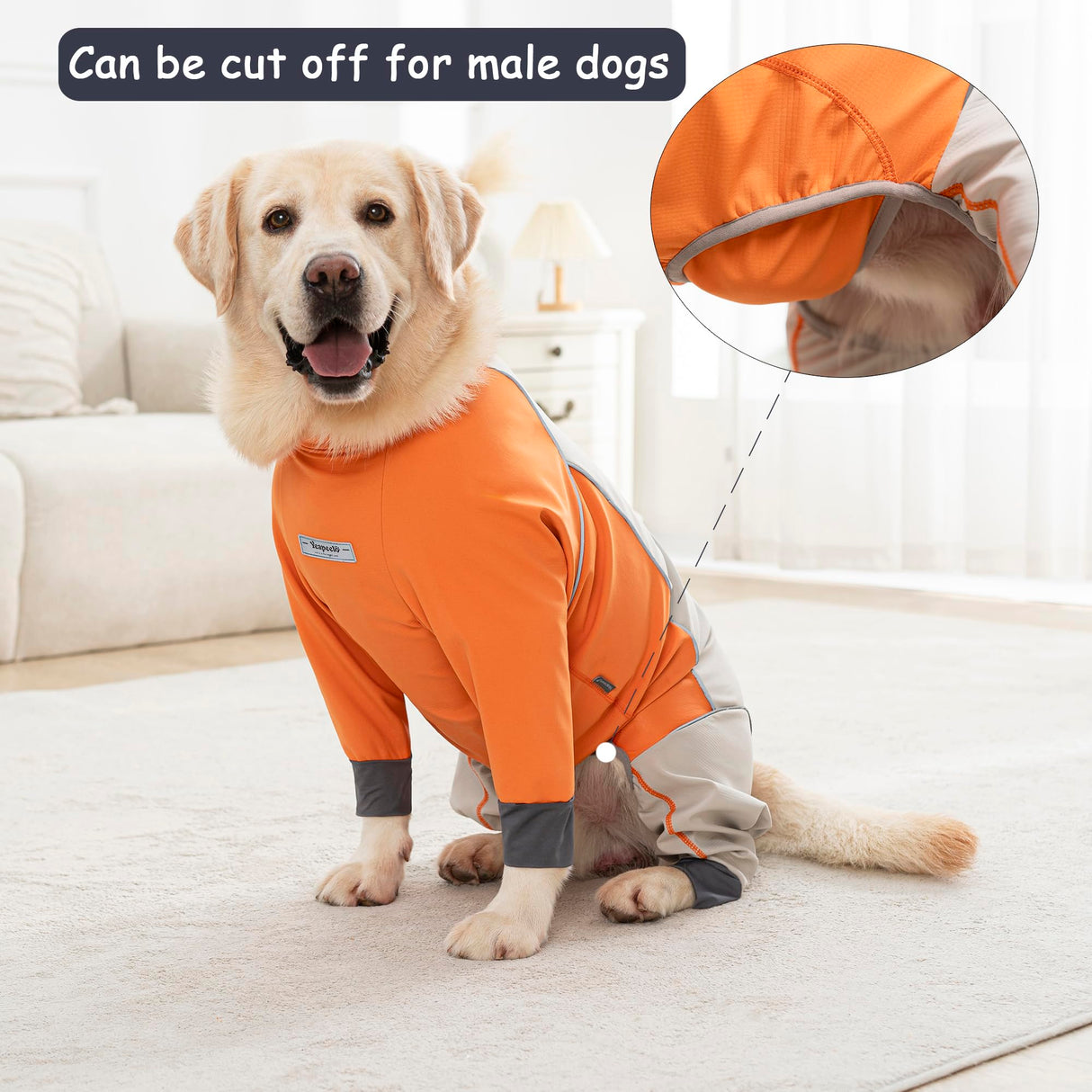 Dog Full Body Winter Coat, Waterproof Fleece Jacket for Small Medium Large Dogs Reflective Snowsuit with Zipper for Outdoor Skating (Orange, 3XL(Weight 33-53 lbs))