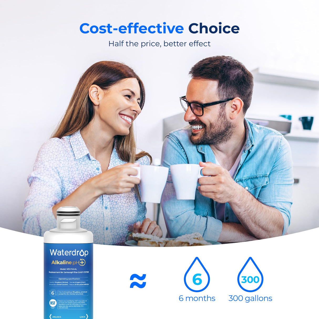 Waterdrop ๐๐ฅ๐ค๐๐ฅ๐ข๐ง๐ DA97-17376B Water Filter, ๐๐ง๐ก๐๐ง๐๐๐ฌ ๐ฉ๐, Replacement for Samsungยฎ HAF-QIN/EXP, DA97-08006C, RF28R7201SR, RF28R7351SG, 2 Filters