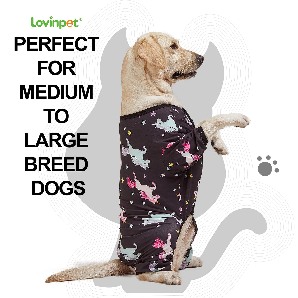 LovinPet Dog Clothes - Pajamas for Dogs XL, Post-Surgical Recovery for Big Dogs, Lightweight Pullover Dog Clothes, Full Coverage Cane Corso Pajamas, Wild Horses Galloping Print/XL