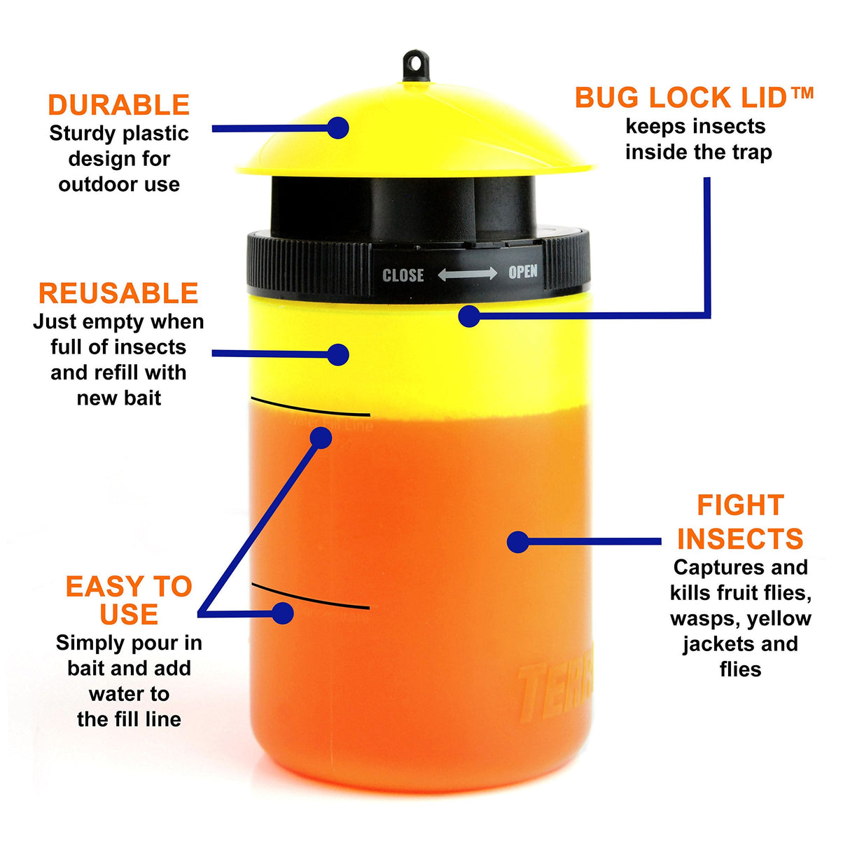 Terro t514 Wasp Trap Plus Fruit Fly, 1 Pack, Flourecent