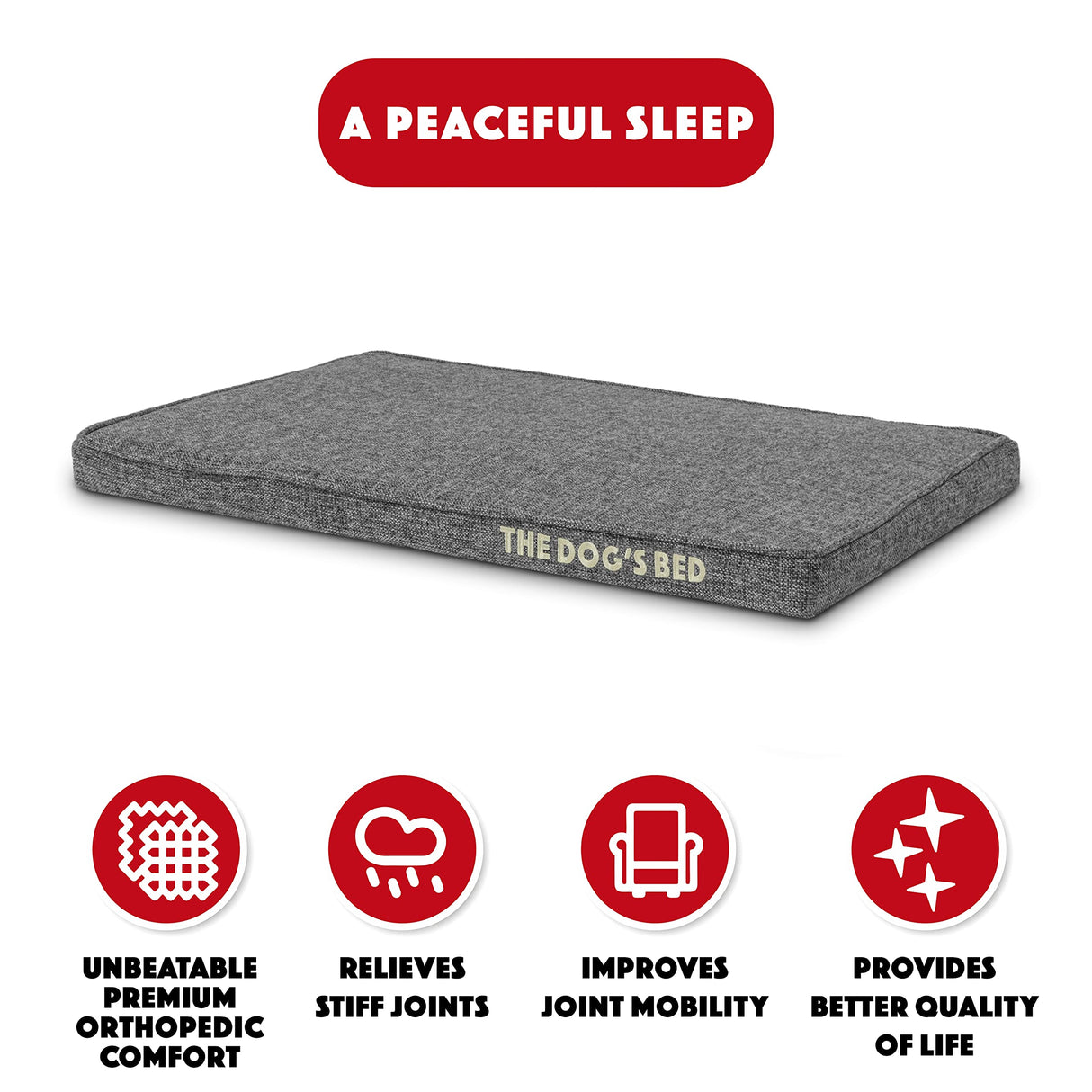 The Dog’s Bed Orthopedic Memory Foam Dog Bed Mattress, Linen Fabric, Grey Linen, Small, 2-Inch