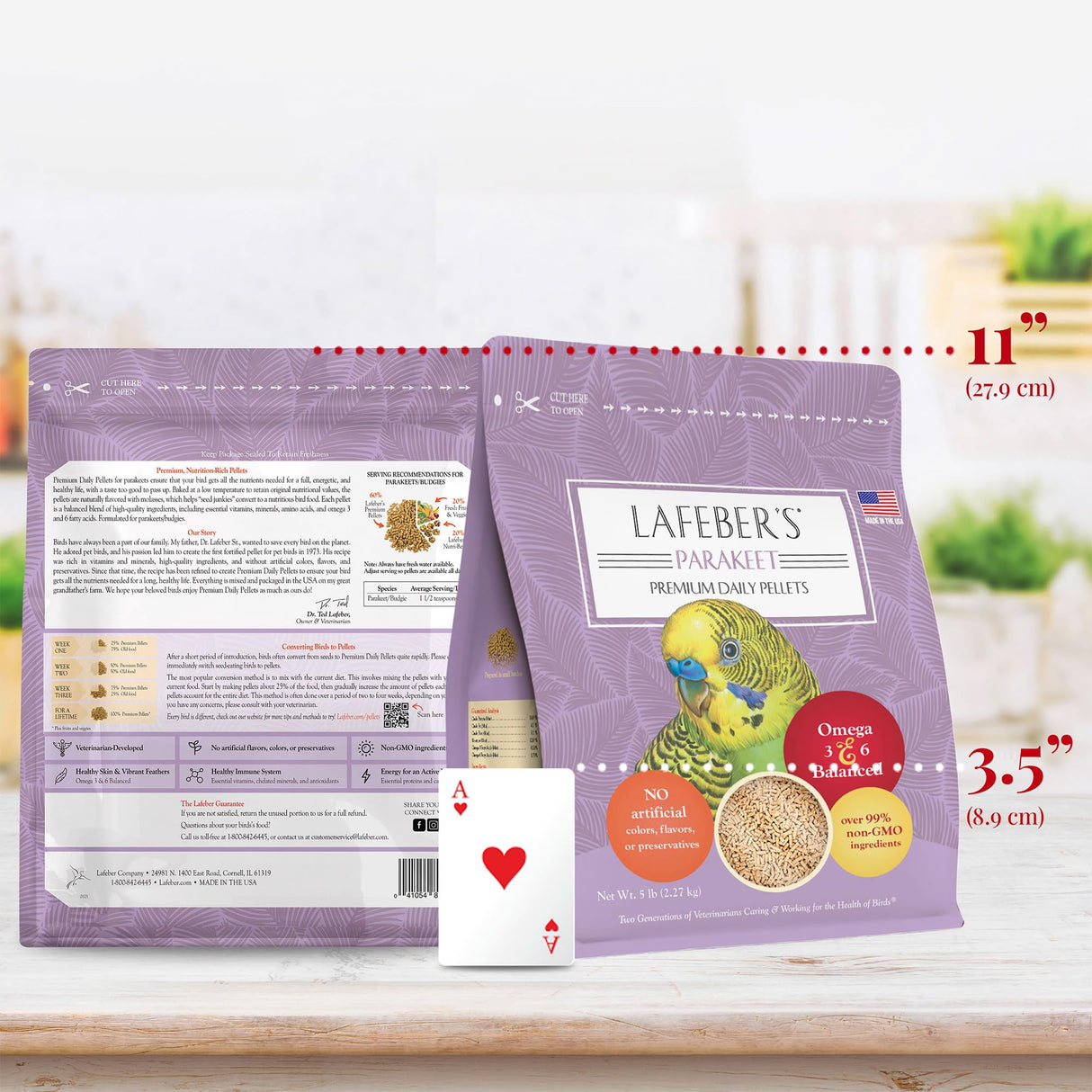 LAFEBER'S Premium Daily Diet Pellets Pet Bird Food, Made with Non-GMO and Human-Grade Ingredients, for Parakeets (Budgies), 5 lb