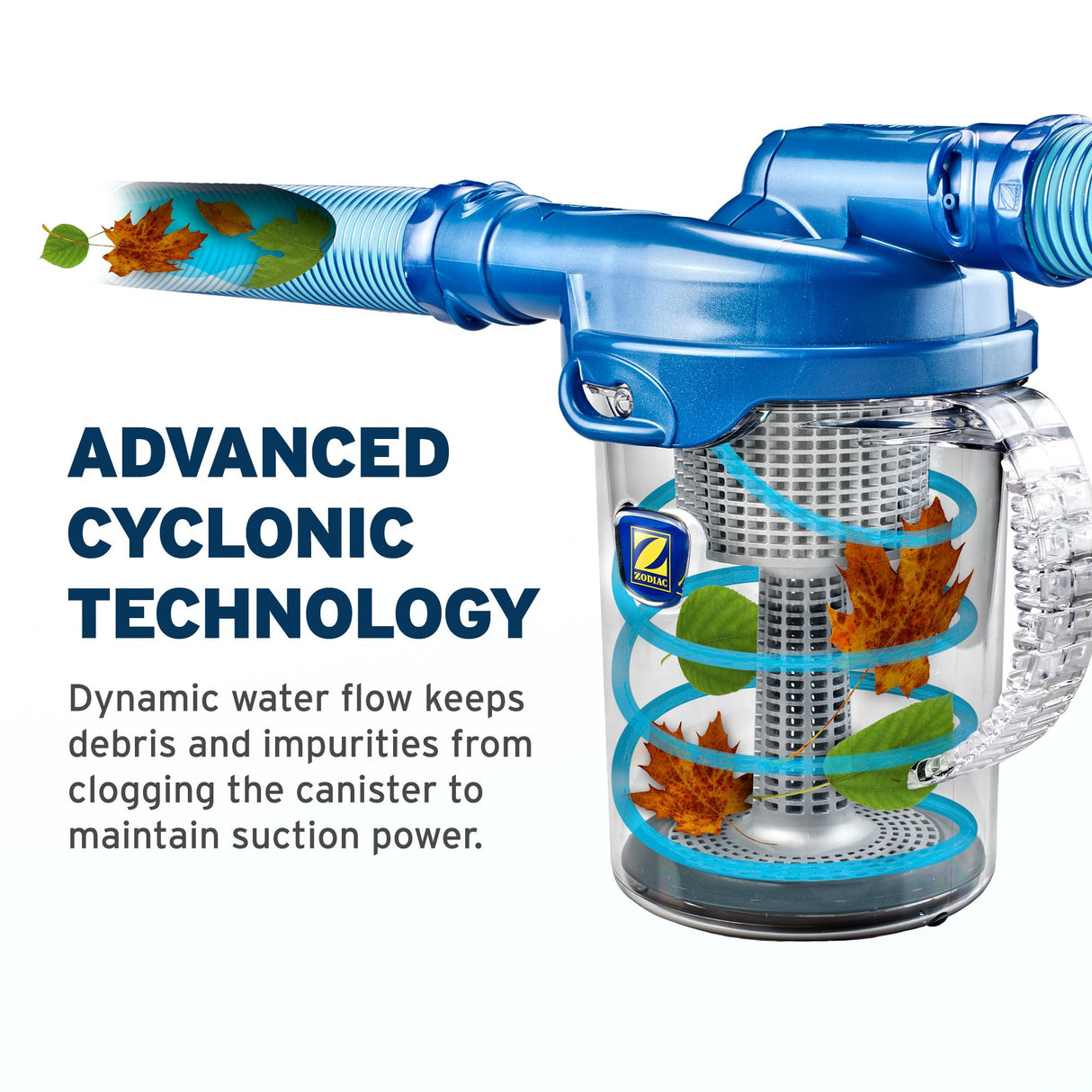 Zodiac Genuine Parts Cyclonic Leaf Catcher, Connects to Suction-Side Pool Cleaners to Capture Leaves & Other Debris, Universal Hose Connection Included