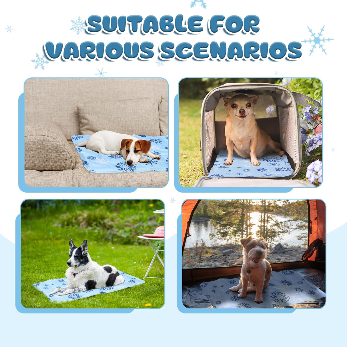 Nuanchu Dog Stroller Cooling Mat Waterproof Outdoor Pet Cooling Mat Washable Summer Cat Sleeping Blanket for Pet Stroller(11.81 x 19.69 Inches,Snowflake)