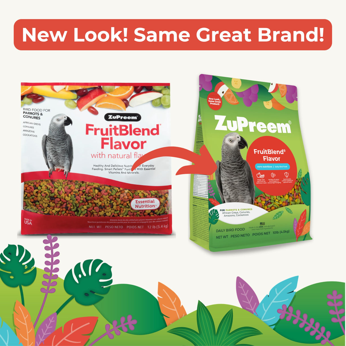 ZuPreem FruitBlend Bird Food for Medium Large Birds, Parrots, Conures, 10 lbs