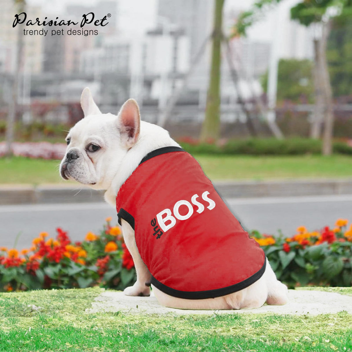 Parisian Pet Boss Dog Shirt – 100% Cotton Red Shirts for Large Dogs – Sleeveless Puppy Clothes – Lightweight Dog Apparel – Breathable and Soft Dogs Clothes - Stretchy Pet T Shirts