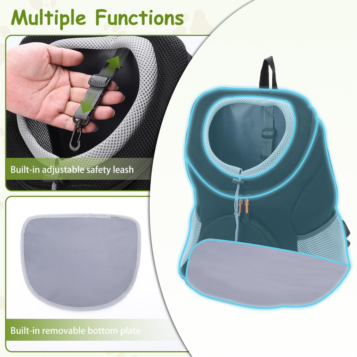 Pet Dog Carrier Backpack, Dog Front Backpack, Pet Carrier Backpack, Front Carrier Backpack, Ventilated Mesh Dog Travel Back Pack for Hiking Cycling Outdoor (6.6-15.4 lbs)
