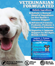Load image into Gallery viewer, Well Loved Probiotics for Dogs, Dog Probiotics, Made in USA, Vet Developed for Gut Health, Yeast Balance, Itchy Skin, Diarrhea & Gas Relief, Chews with Prebiotic & Digestive Enzymes, Digestive Support