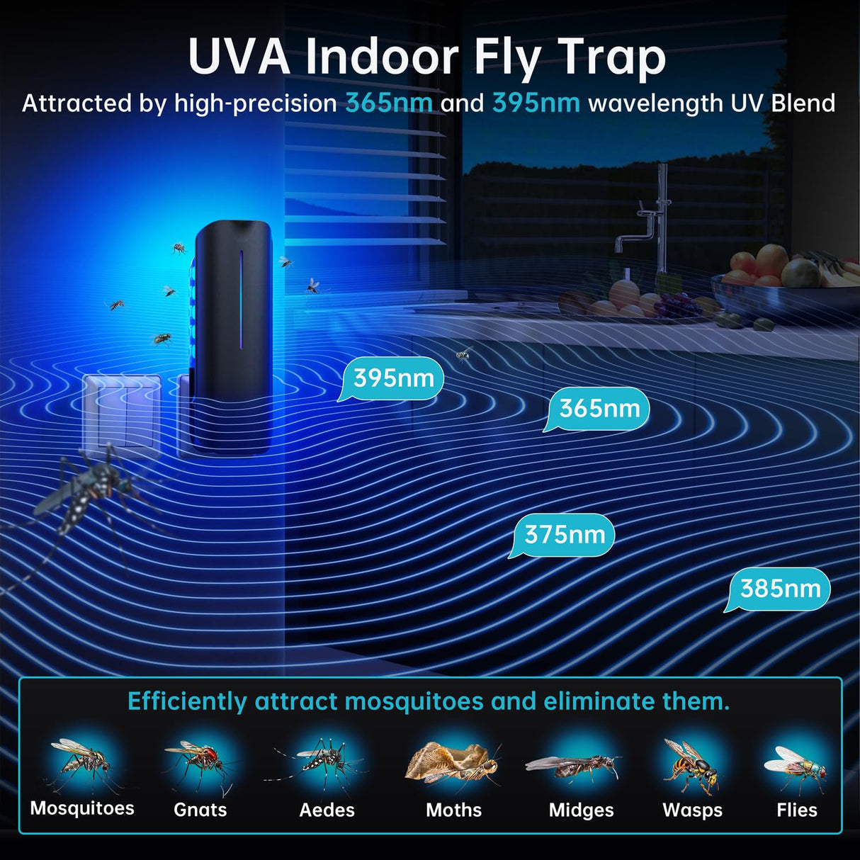 Fruit Fly Traps Indoor for Home: Plug in Mosquito Bug Zapper Gnat Moth Catcher with 9W Night UV Light, 2 Devices 20 Sticky Glue Board Refills for Indoors Flying Insect Trap
