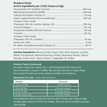 Load image into Gallery viewer, Chew + Heal Labs Glucosamine for Dogs Hip and Joint Supplement - 60 Senior Dogs Mobility Soft Chews - Made with Glucosamine, MSM, Chondroitin, Green Lipped Mussels and More - Made in The USA