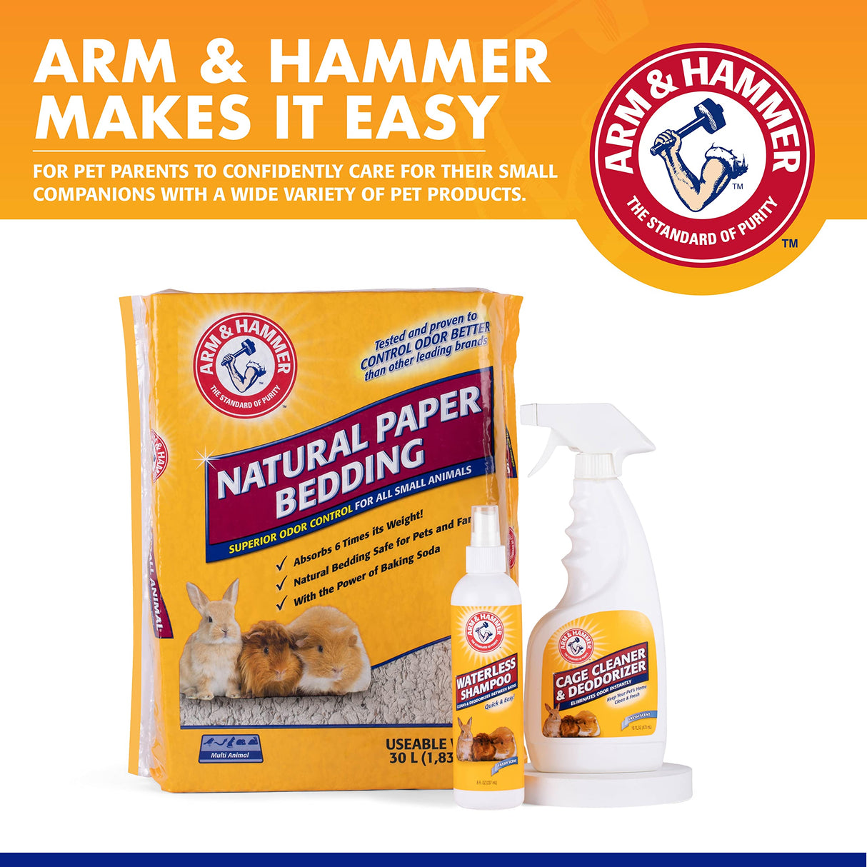 Arm & Hammer for Pets Super Absorbent Cage Liners for Guinea Pigs, Hamsters, Rabbits & All Small Animals Best Cage Liners for Small Animals (Pack of 3, 21 Count Toal)
