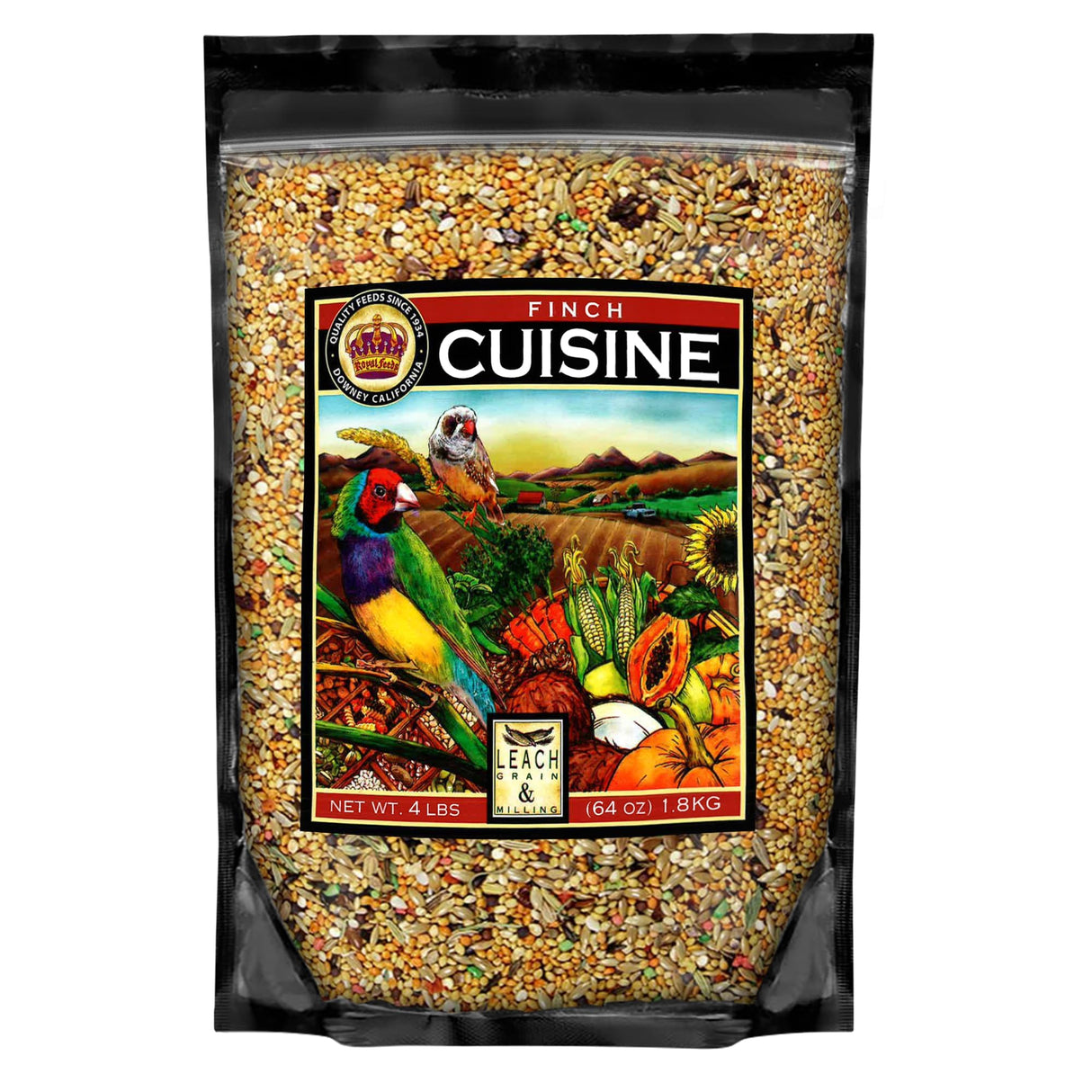 LEACH GRAIN & MILLING CO. Finch Cuisine 4 Lbs, Finch Food, Nutrient-Rich Blend Bird Seed, Birdseed for Finches and Small Birds, Support Daily Energy, Growth & Healthy Balanced Diet, No Mess Bird Seed