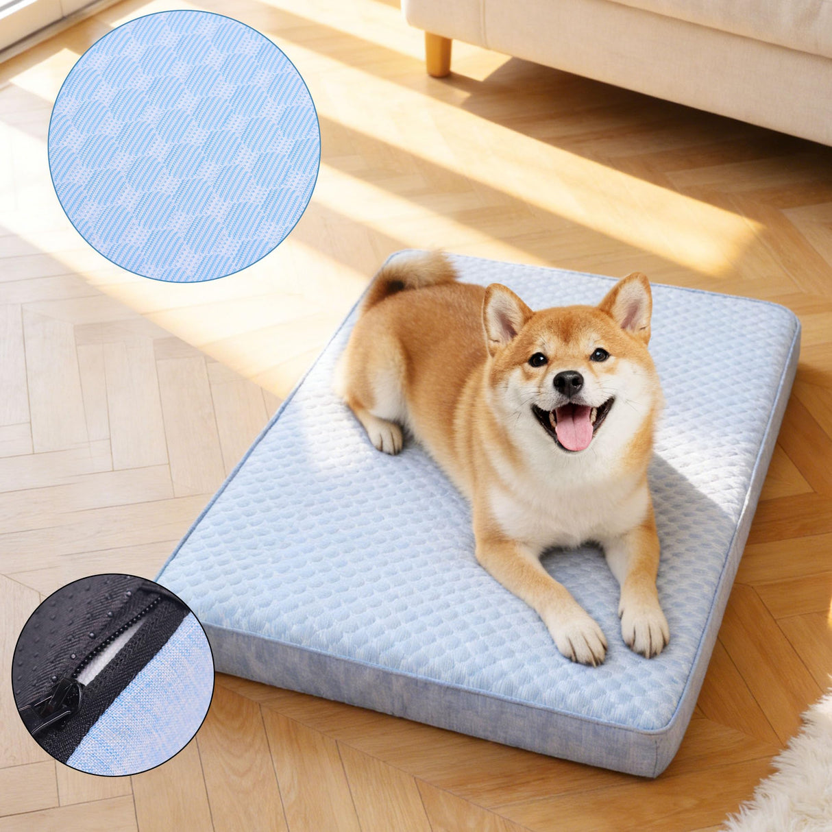 URGVANZ PET Cooling Dog Beds for Dogs, Orthopedic Memory Foam Dog Bed,Washable Pet Beds for Crate with Faux Fur Cover, Waterproof Lining (X-Large: 41" x 29" x 4", Cooling Surface)