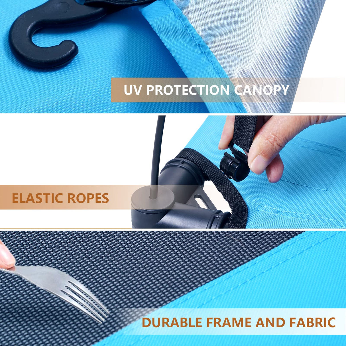 SweetBin S/M/L Outdoor Elevated Dog Cot with Canopy & Side Shade for Camping Small Medium Dogs (Carry Bag), Portable Cooling Raised Dog Bed
