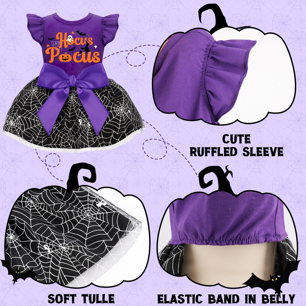Dog Dress with Ruffles (XS (Back: 9.8",Chest: 12"-14"), Hocus Pocus)