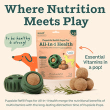 Load image into Gallery viewer, WOOF Pupsicle Refill Pops for All-in-1 Health - Long-Lasting Multivitamin Refills for The Pupsicle Toy - with Vitamins A, B, D, Iron, Magnesium, and Fiber - Large Pops - 7 Count