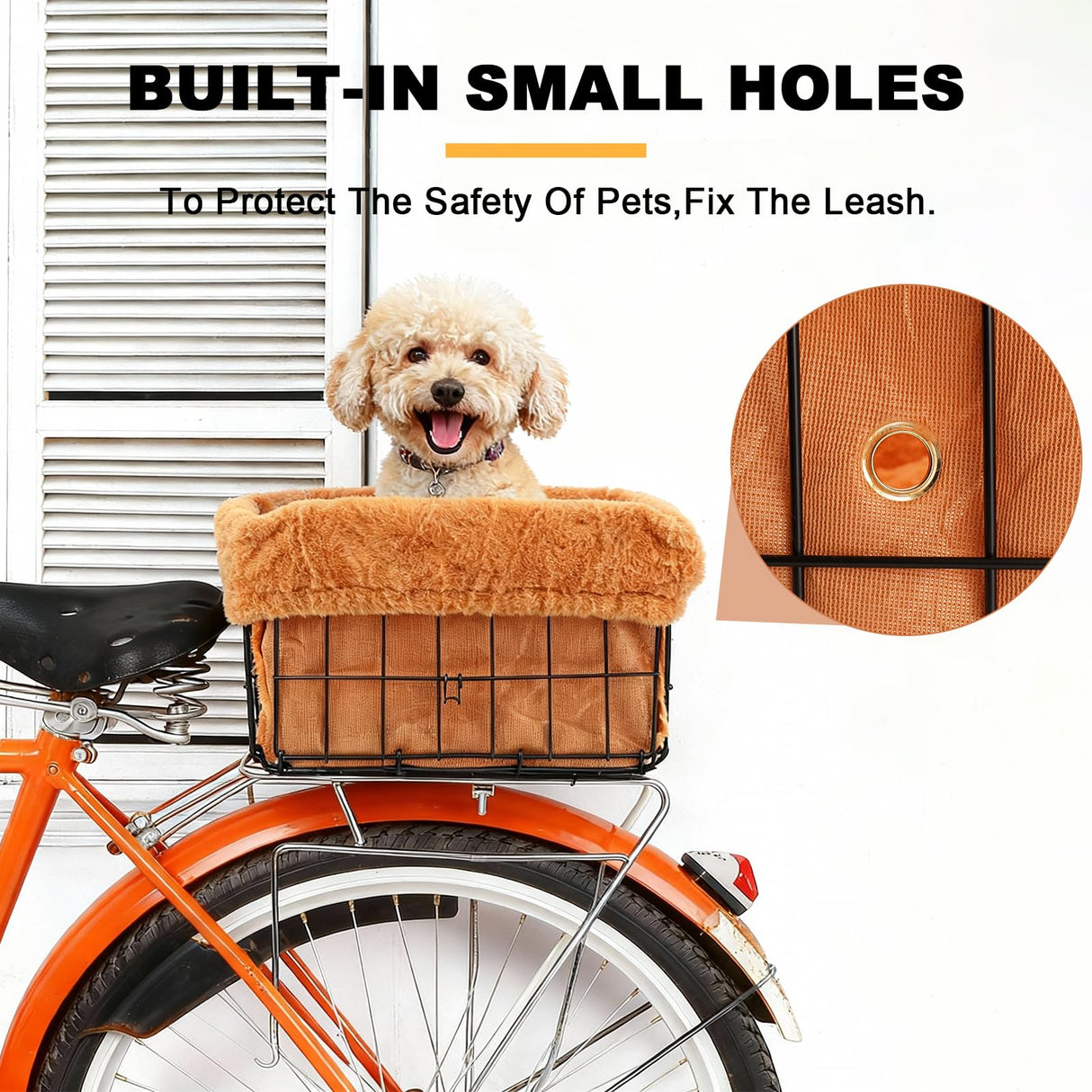 Xixter Pet Bike Basket Liner Comfortable and Warm with Easy Installations,Outer Layer Made of Short Plush Material(Bike Basket Not Included)