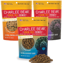 Load image into Gallery viewer, Charlee Bear Dogs Training Treat and Snack, Crunchy Low Calorie Grain Free Dog Treats, Made in USA, Best for Small and Medium Breeds, Great for Puppy Training Treats, 3 Flavor Variety Pack, 8oz Each