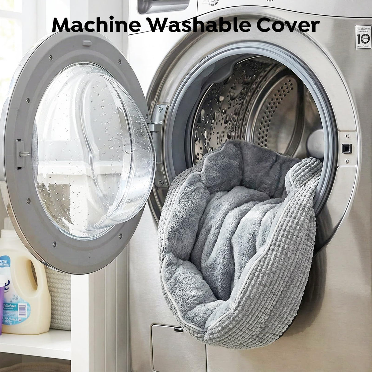 Veehoo Cute Dog Bed for Large Dogs, Orthopedic Egg-Crate Foam Dog Bed with Sides, Removable Washable Cover & Waterproof Lining, Comfortable Pet Couch Pet Sofa Grey, 36"