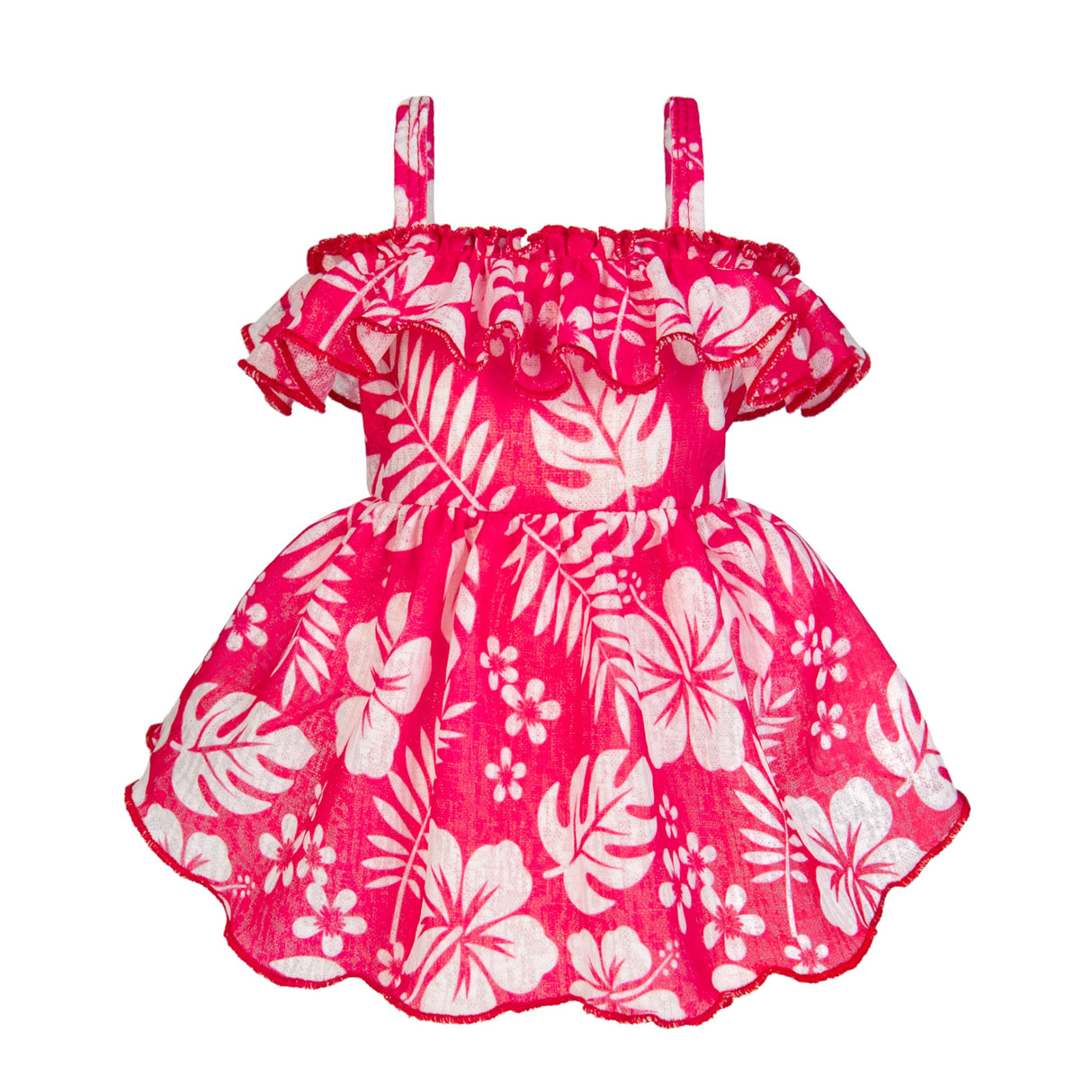 Fitwarm Tropical Dog Dress, Ruffled Doggy Hawaiian Dress, Dog Summer Clothes for Small Dogs Girl, Pet Outfit, Red, White, Small