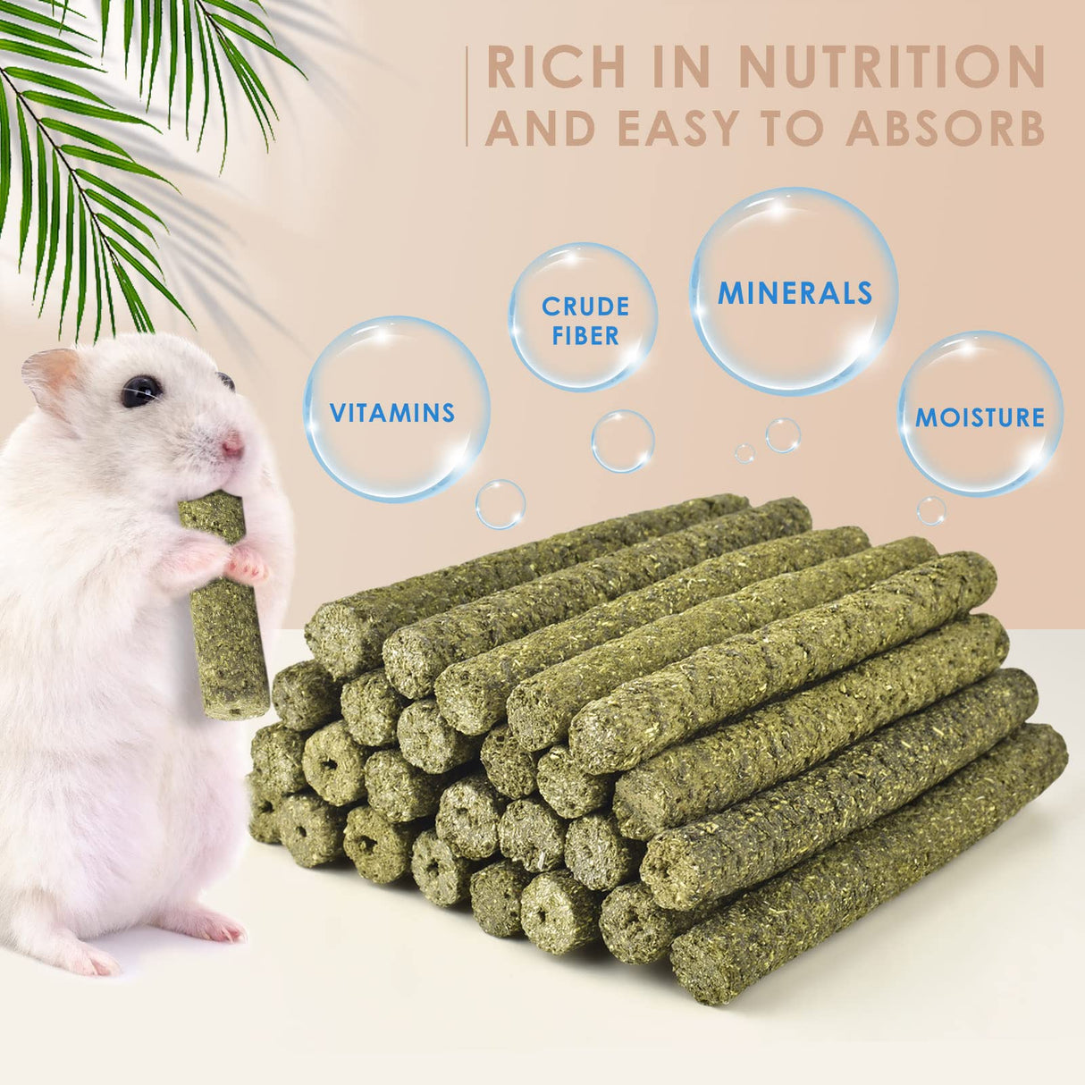 Bissap 114PCS Timothy Hay Sticks for Rabbits, Natural Timothy Grass Molar Teeth Stick Chew Toys for Bunnies Chinchillas Guinea Pigs Hamsters and Other Small Animals Treats