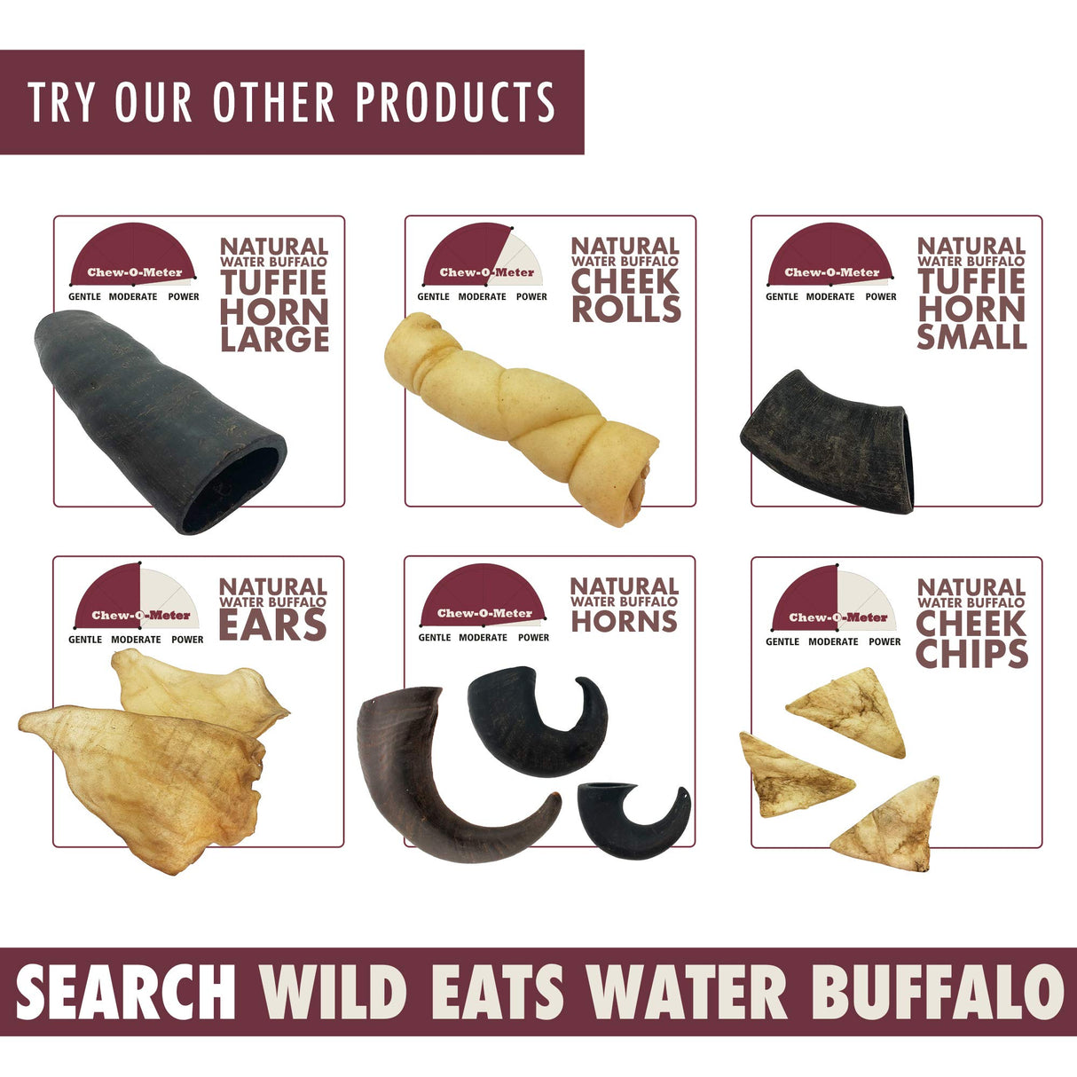 Wild Eats Water Buffalo Retriever Style Cheek Roll Dog Chews-5 Pack (Long Lasting Chews, Treats, Bones for Aggressive Chewers & Large Dogs) Great Substitute Pig Ears Dogs
