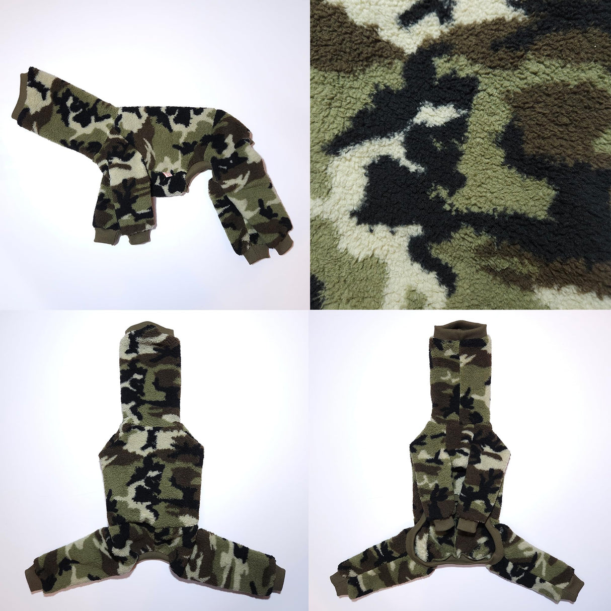 D Doggy Star Italian Greyhound Sweater Turtleneck Outfit Camo Warm Fleece Onesie Clothes Whippet for Dog Coat (XL,FLC Green Camo)