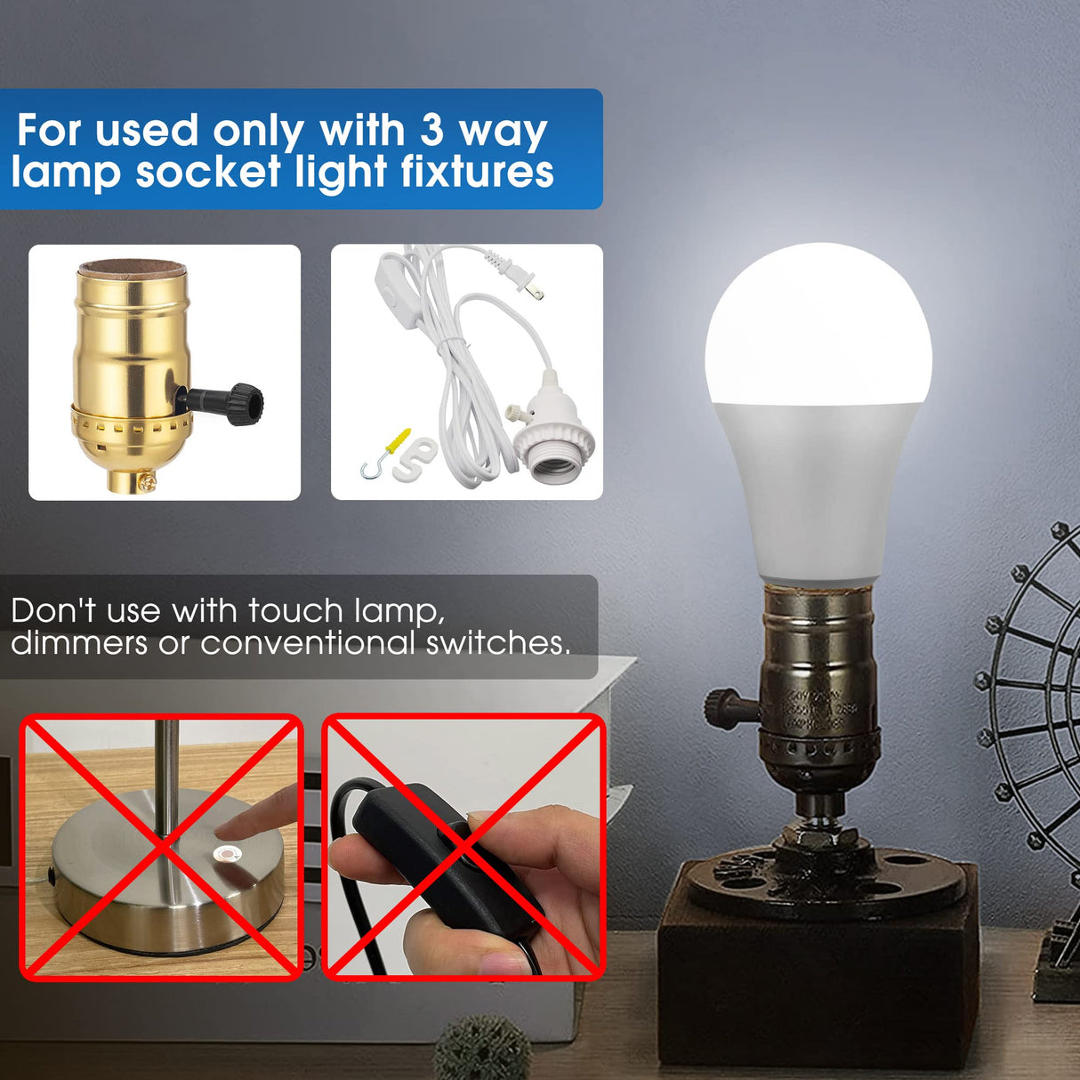 LED Light Bulbs, ๐ ๐๐๐ฒ ๐๐๐ ๐๐ข๐ ๐ก๐ญ ๐๐ฎ๐ฅ๐๐ฌ 50 100 150W Equivalent, Briignite 3 Way Light Bulbs, Three Way A19 Light Bulbs E26 Medium Base, Daylight White 5000K, 600lm-1200lm-1600lm, 2Pack
