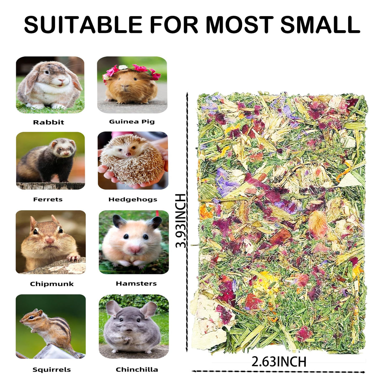 YTSKJ Rabbit Toys 20 Pack Bunny Toys Bunny Chew Toy Guinea Pig Treats Timothy Hay Toy Chips with Herbal Flowers Timothy Hay Grass Hamster Snacks Chinchillas Gerbils for Small Animals Teeth